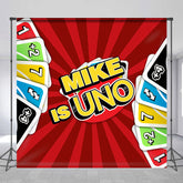 Lofaris Personalized Uno Paper Card Red Shine Party Backdrop